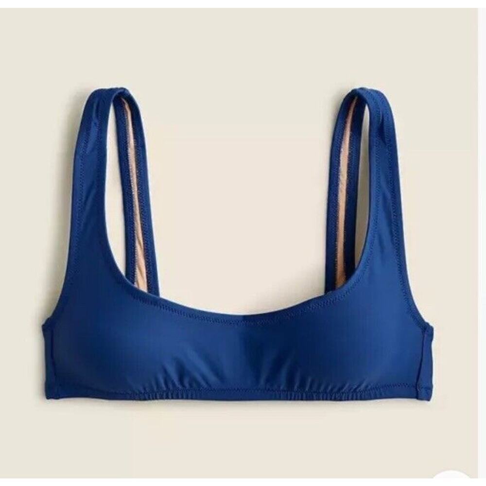 J. Crew Heritage Scoop Neck Bikini Top Womens 2X Blue Lined Adjustable BX611 NEW